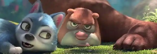 熊出没里的亲密贴脸小狼女和熊大好亲密熊二和团子也很好