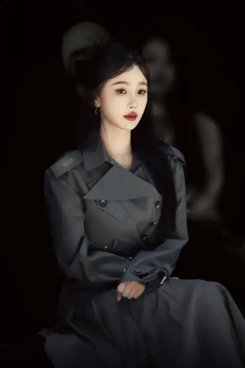 虞书欣复古灰色套装