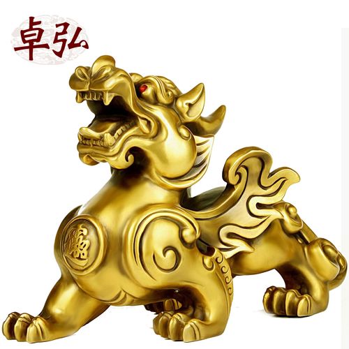 卓弘 铜貔貅摆件大号一对皮丘铜制酒柜客厅办公室装饰品风水摆件