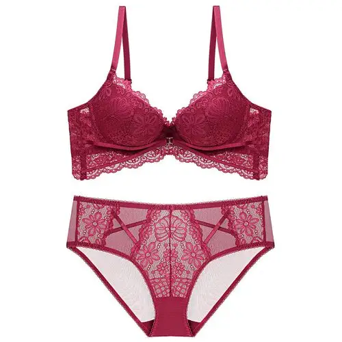 新款欧美性感蕾丝内衣女调整型聚拢文胸上薄下厚舒适文胸套装9247