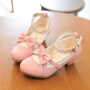 儿童高跟鞋公主风洛丽塔红粉色公主鞋女大童钢琴舞台演出鞋配礼服