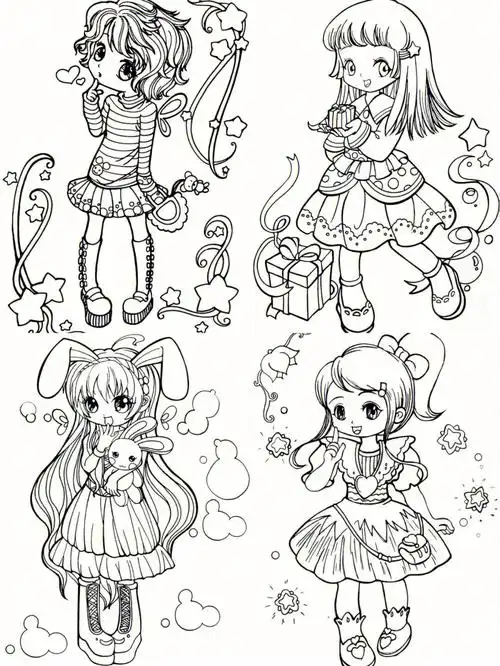 q版动漫线稿素材分享适合少儿美术基础班