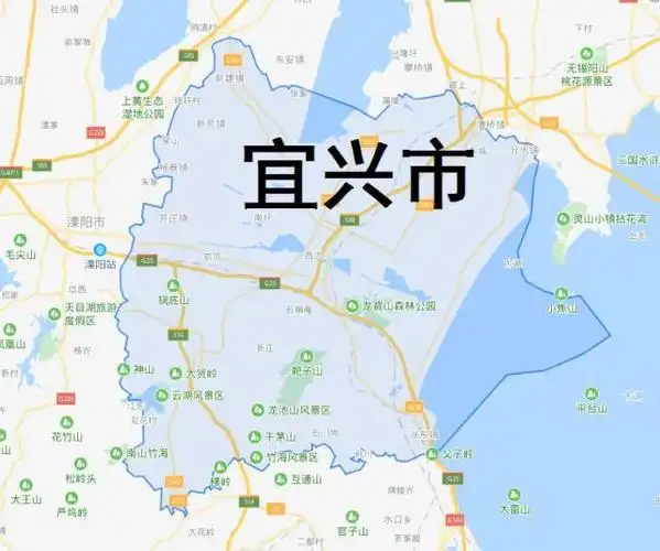 江苏省无锡市宜兴市的地图如下所示.