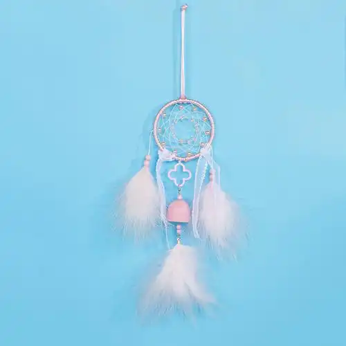 花の梦捕梦网四叶草风铃印第安铃铛挂件少女心梦幻挂饰汽车内装饰