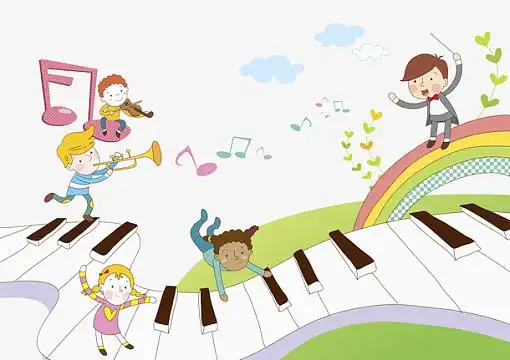 手绘卡通儿童乐队指挥免扣