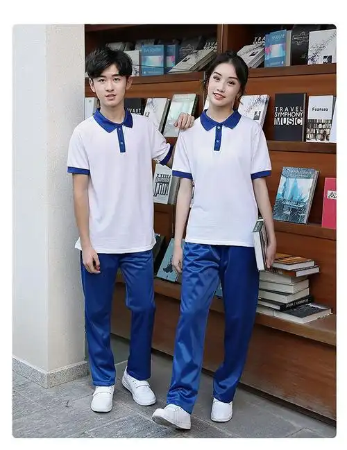 民国校服套装学院风初高中学生班服长短袖老式怀旧蓝白运动会开幕左耳