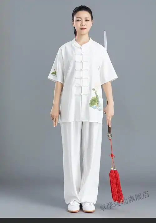 夏季新款八段锦服装锦鲤太极服女士夏天新款短袖印花圆领飘逸定制
