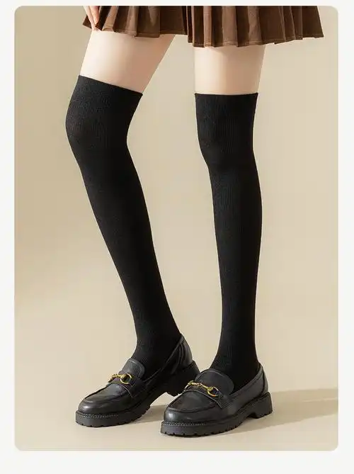 薄款jk长筒过膝袜子女纯棉秋冬高筒大腿长袜 2双压力过膝燕麦 白色 l