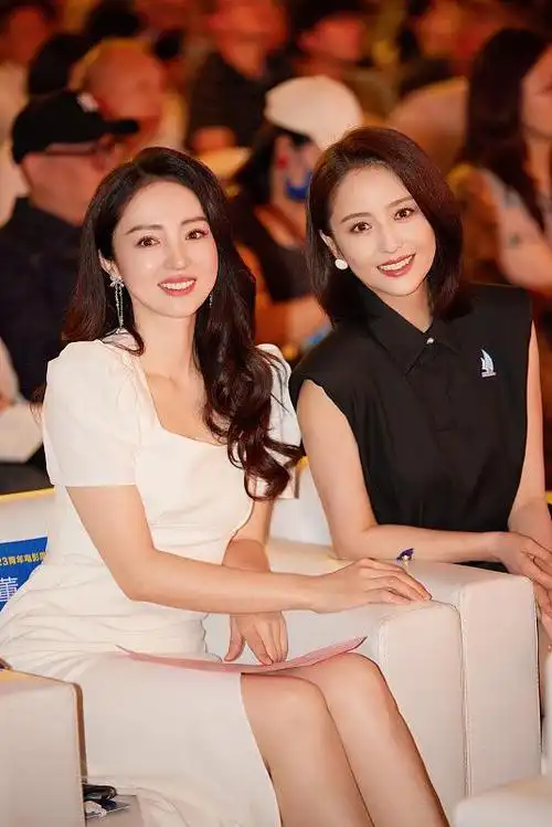 组图董璇与佟丽娅同框合影着纯白长裙端庄优雅笑容迷人