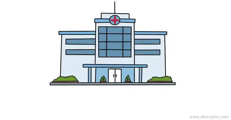 医院儿童画怎么画 医院简笔画顺序
