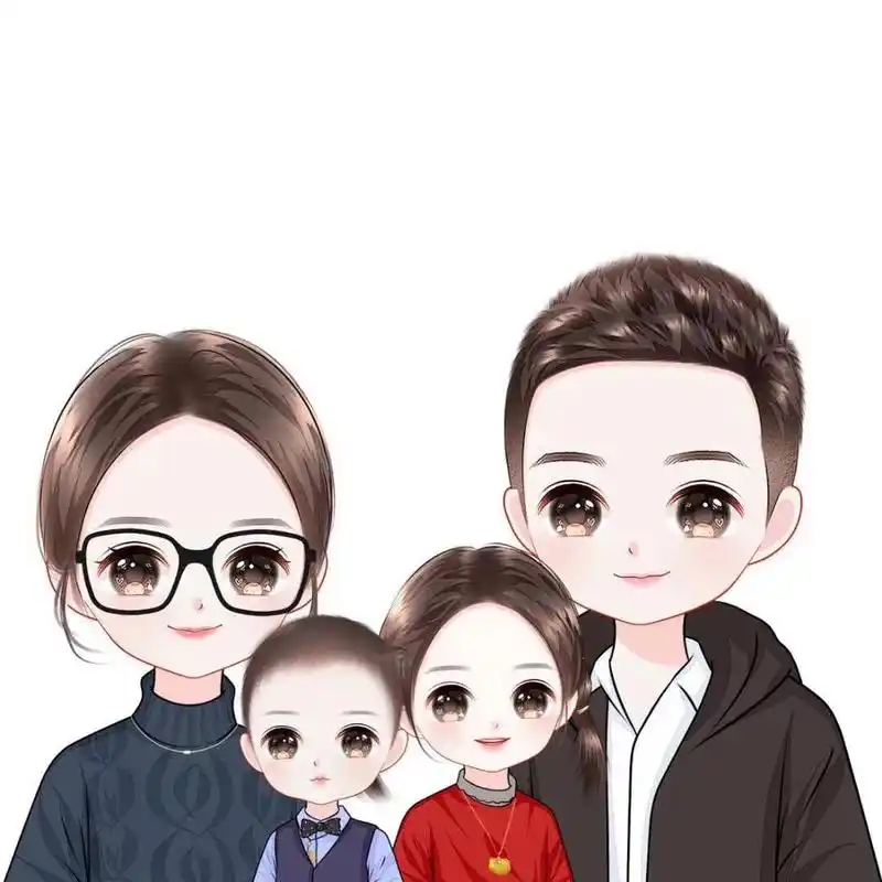 送给自己最可爱的全家福手绘头像 画画幸福一家人,最可爱的全家福手绘