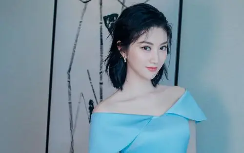 景甜蓝裙性感图片桌面壁纸