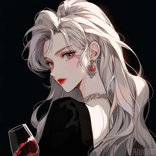 霸气黑暗御姐漫画头像 高冷拽姐灰白长发高马尾女生头像