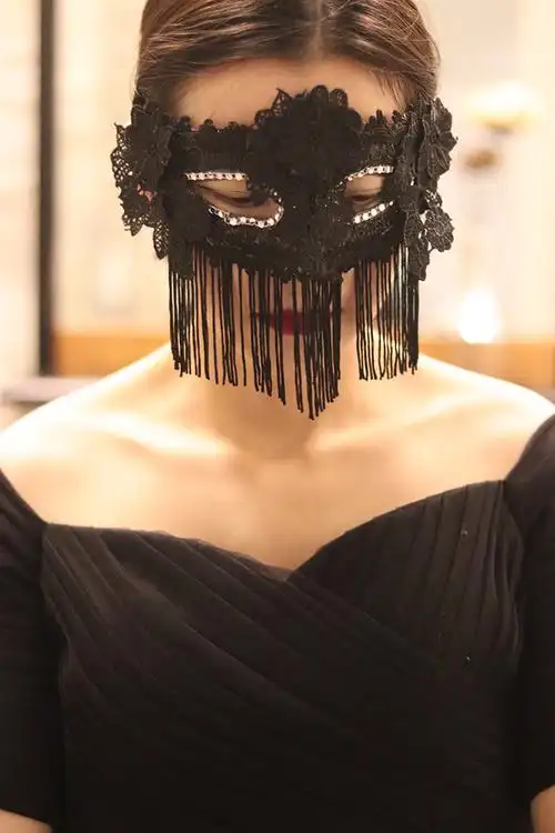 万圣节圣诞节日节庆表演美女女款假面舞会派对面具歌手蒙面黑色潮 c款