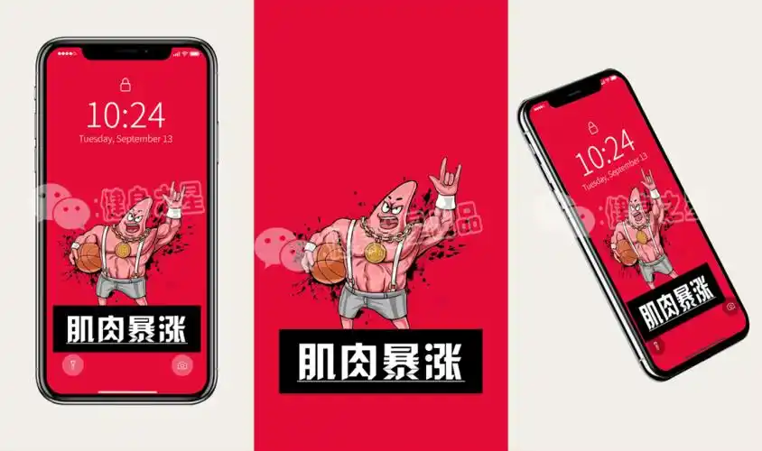 健身壁纸更新:只想撸铁的派大星!