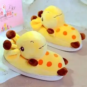 卡通可爱棉鞋毛绒韩式卧室冬季鞋长颈鹿动物包脚拖鞋女外穿保暖秋