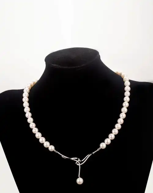 925银9-10mm顶级aaaa天然珍珠链牌项链-飘逸(附国检证书)