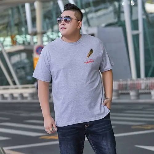 纯棉6xl肥佬短袖t恤男加大码加肥男士体恤胖子胖人特大号男装上衣