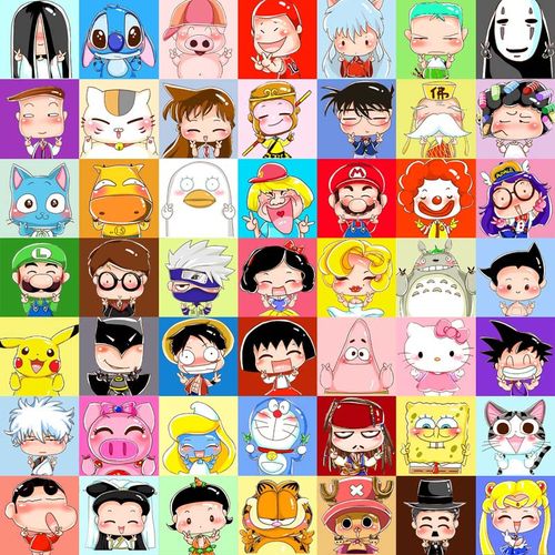 立体方钻满贴钻石画钻石绣儿童房可爱小幅联画卡通人物动漫剪刀手