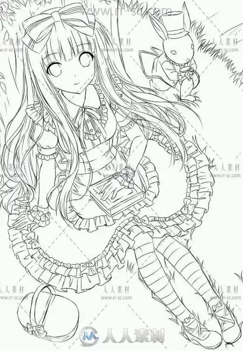 卡通动漫手绘人物全身线稿临摹素材