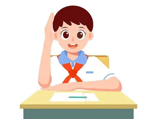 扁平上课小学生举手积极回答问题教育场景开学季人物矢量