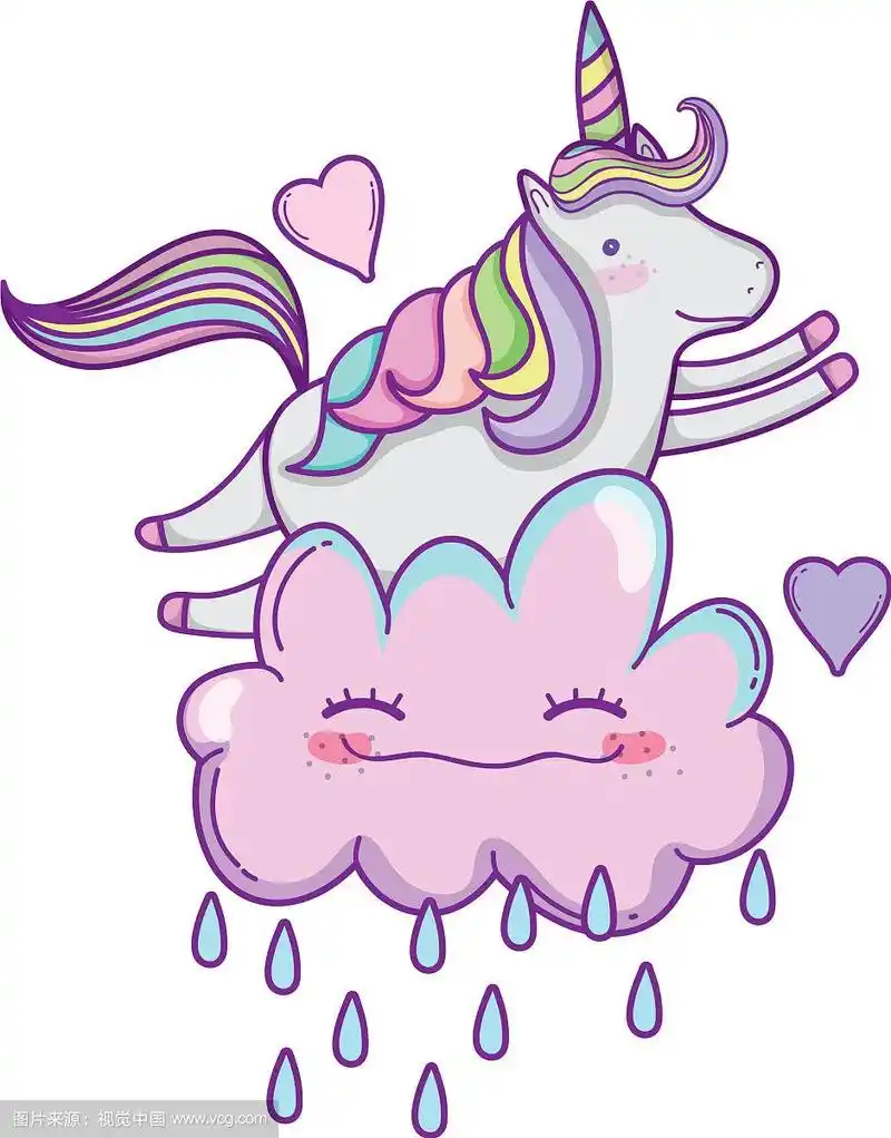 可爱的独角兽和云朵