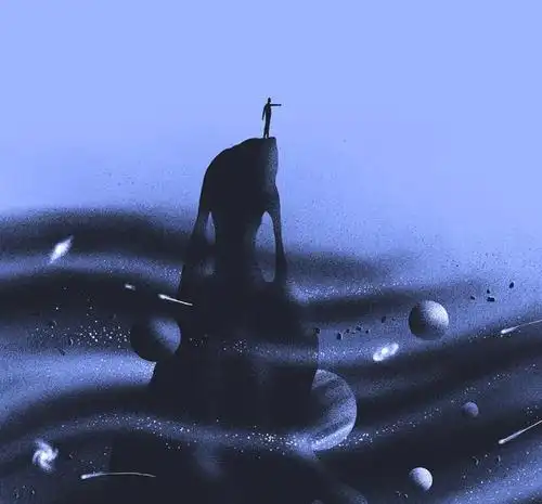 有意境的蓝黑色插画