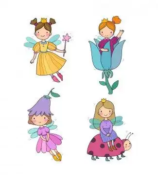 矢量素材_无色着手小妖精,卡通集合矢量无色集关于小妖精,卡通集合