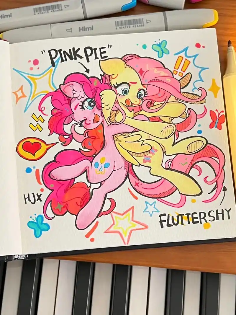 是可爱的碧琪和柔柔呀 #小马宝莉 #碧琪 #一起学画画#临摹 - 抖音