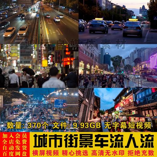 城市街景无字幕夜景车流人流加速高清短视频自媒体剪辑素材鸿运