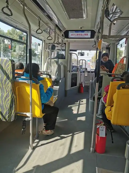 又是阳光灿烂的日子,下班公交车内景