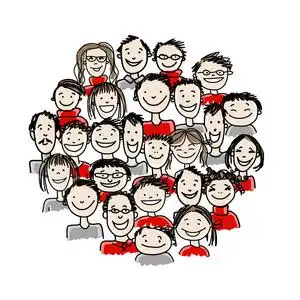 卡通一群人图片