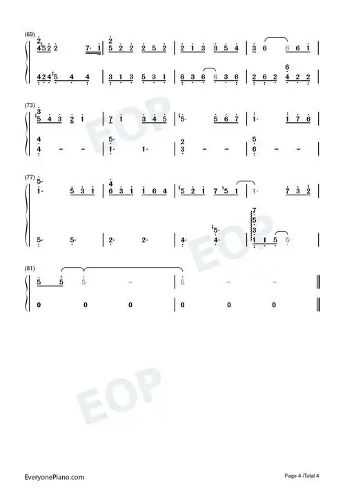 小段汪苏泷双手简谱预览4