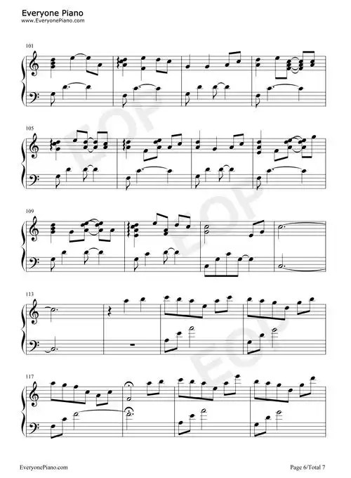 太空-吴青峰五线谱预览6-钢琴谱文件(五线谱,双手简谱,数字谱,midi