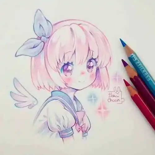 ibu_chuan动漫少女少年马克笔水彩彩铅手绘漫画二次元萌系素描.