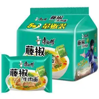 康师傅方便面袋装寻味中国藤椒牛肉面椒香的爽快泡面五连包