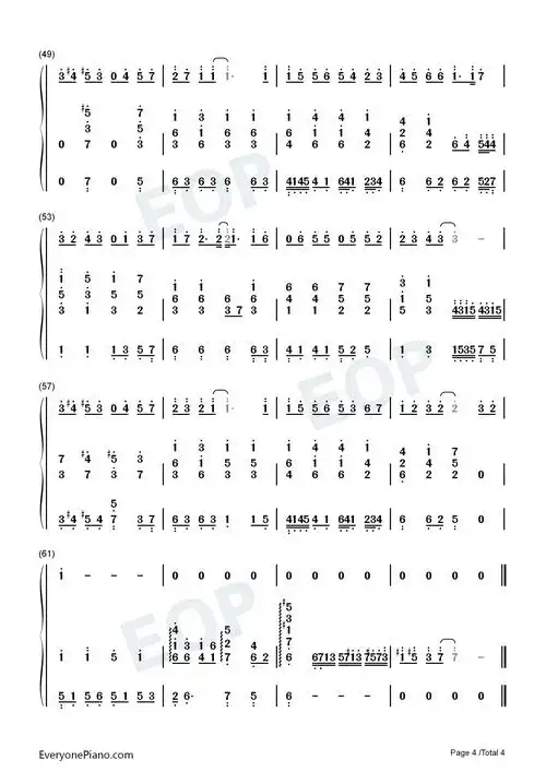 晴天-中国好声音第四季第四期双手简谱预览4-钢琴谱文件(五线谱,双手