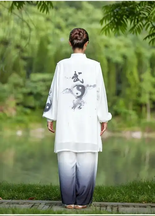 太极服女装2022新款比赛表演出渐变色太极拳练功服女男服装夏八卦两件