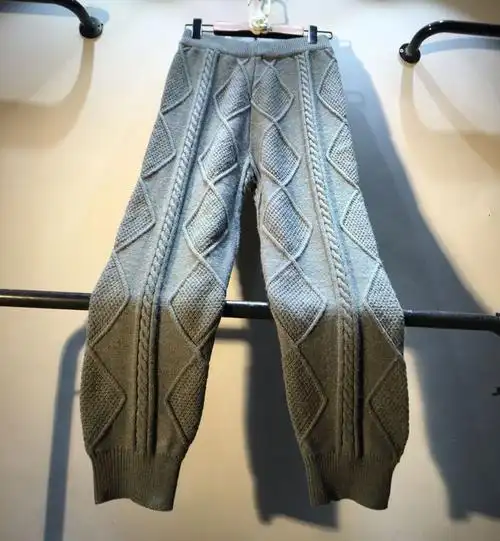 特价针织宽松裤女麻花