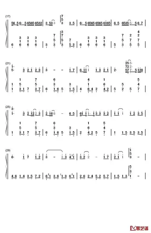 遥远的她钢琴简谱-数字双手-张学友2