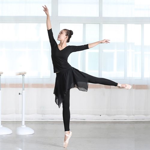 舞蹈练功服女现代舞拉丁艺考形体训练服芭蕾套装成人健美体操长袖