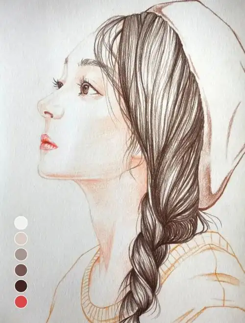 彩铅临摹人像绘画