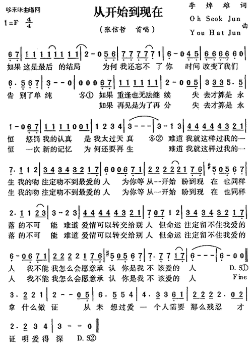 从开始到现在张信哲-男歌手--最新歌谱-曲谱资料