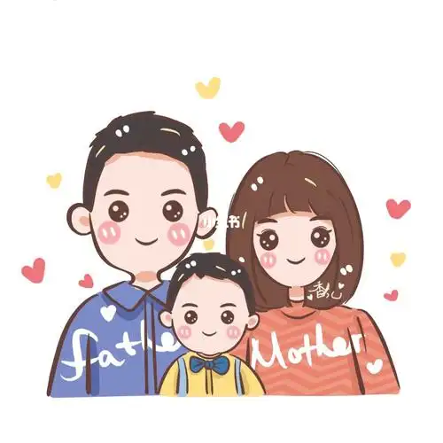 全家福手绘头像,超可爱～幸福一家三口_头像_全家福_手绘_卡通_亲子