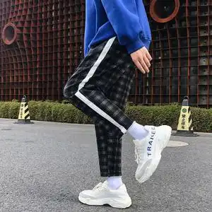 林弯弯格子裤子男潮