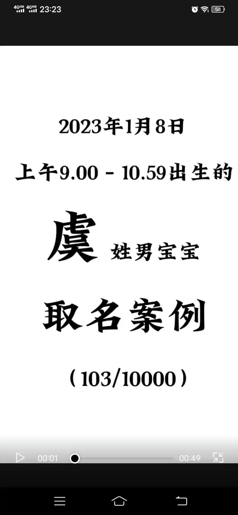 1月8日上午九点出生的虞姓男宝宝起名设计.2023年1月8日 - 抖音