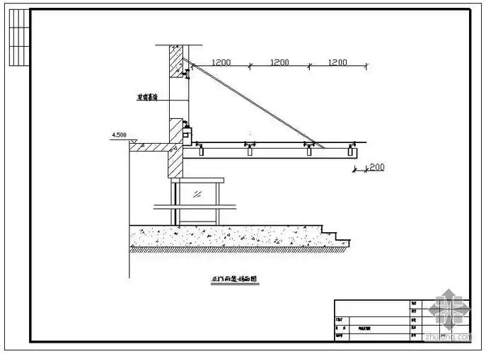 [节点详图]某玻璃雨蓬节点构造详图