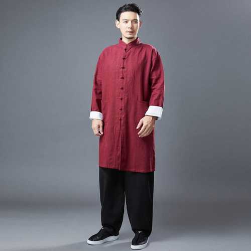 正品新款太极服男秋冬季加绒加厚太极练功服男武术表演中长款