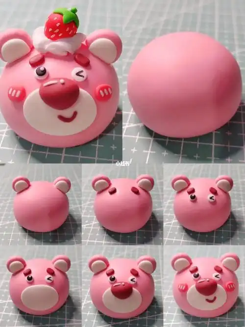 粘土草莓熊91圣代教程～_粘土_草莓熊_教程_手工制作_圣代_手工diy