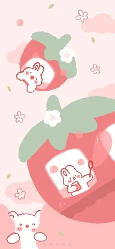 少女心可可爱爱软萌油画壁纸紫色手绘小兔小熊超萌全屏壁纸仙女加关注